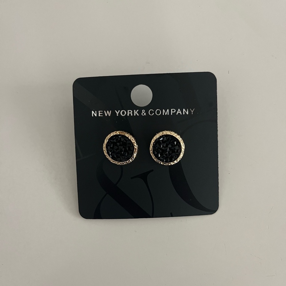 Black and Gold Stud Earrings